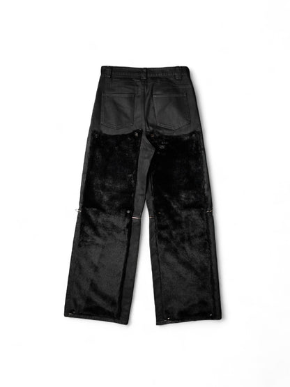 .Black Convertible Fur Jeans